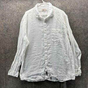 Faherty Shirt Mens 2XL White 100% Linen Long Sleeve Button Front Casual Top